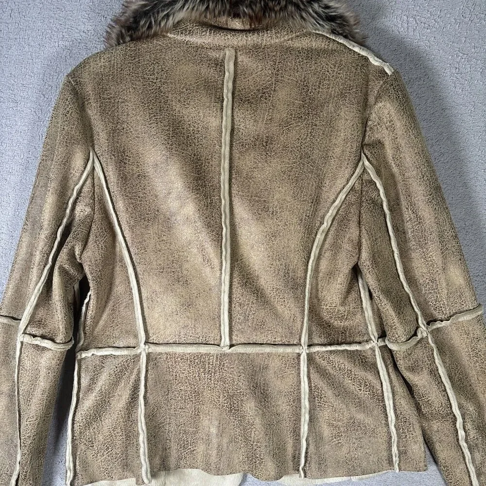 Bernardo‎ Collection Faux Fur Trimmed Women’s Jacket Size Large Fur Lined 70s